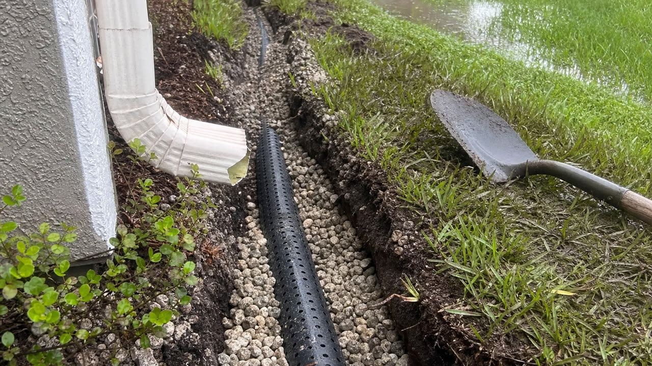 Tampa Perforated Drain Pipe Gravel Trench near Tampa